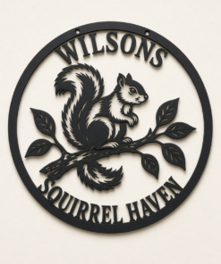 Personalized Custom Metal Sign Squirrel Family Ring