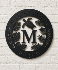 Personalized Custom Metal Sign Turtle Beach Monogram